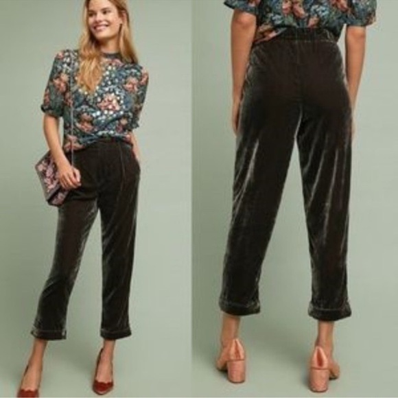 Anthropologie Women’s Cuffed Velvet Trousers XS Brown - Picture 1 of 8